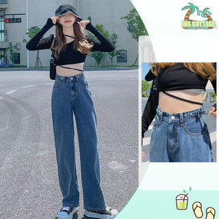 Quần ống rộng Quần bò ống rộng nữ cạp cao quần jeans ống rộng lưng cao xanh nhạt chỉnh eo Ống Rộng