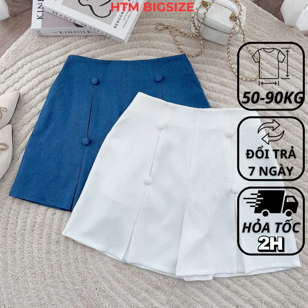 Quần đùi bigsize nữ đi chơi sang chảnh kiểu short jean nút bọc khóa kéo sau HTM 50-90 kg