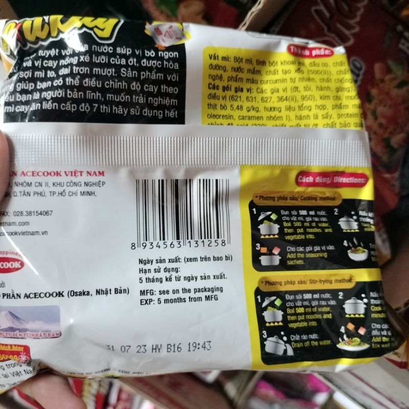 Mì siu cay vị bò 127g