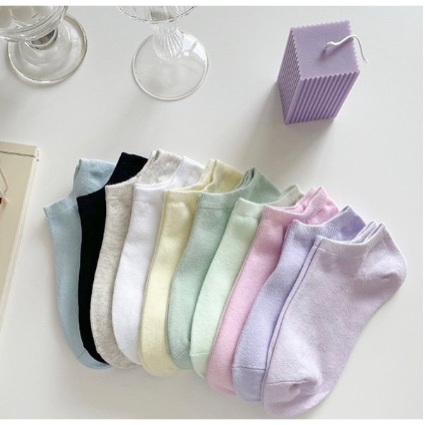 Tất cổ ngắn nữ MỎNG màu pastel cố thấp size 34-39  thời trang hàn quốc đẹp giá rẻ MRSOCKS VN028