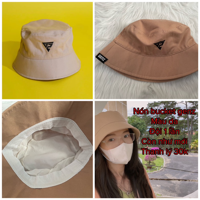 Pass nón bucket Genz màu da