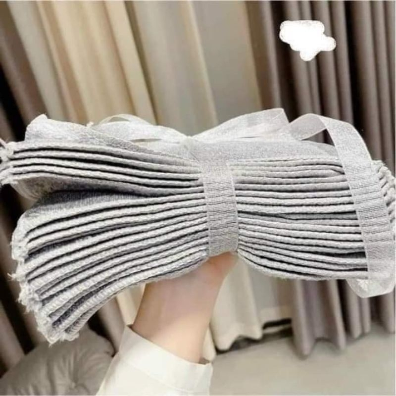 Sét 10 khăn lau tay lau bếp 2 mặt 2 chất liệu, màu ghi sạch sẽ