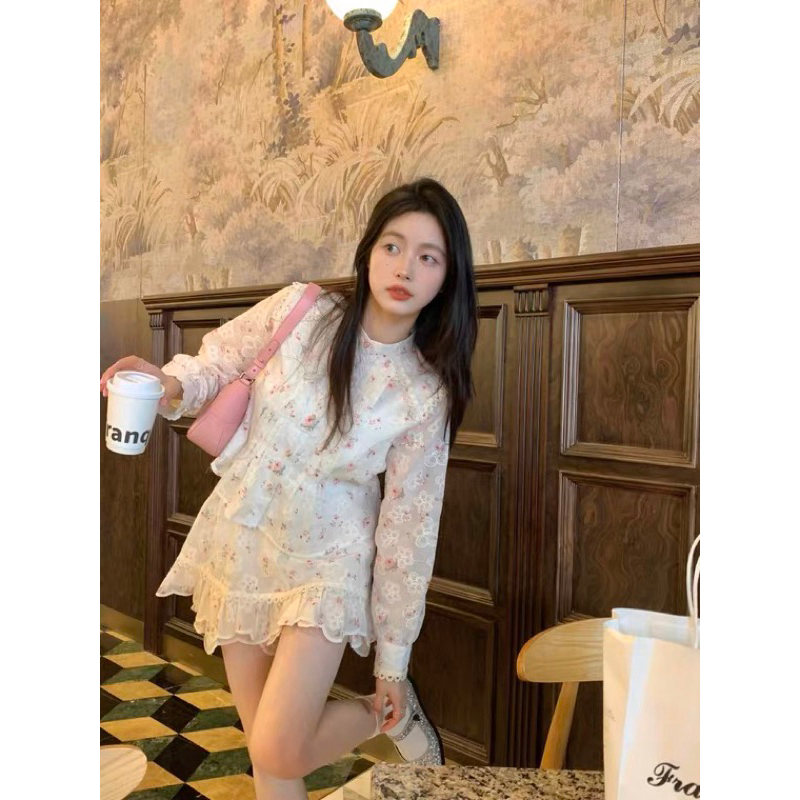 Set váy áo phối ren tiểu thư