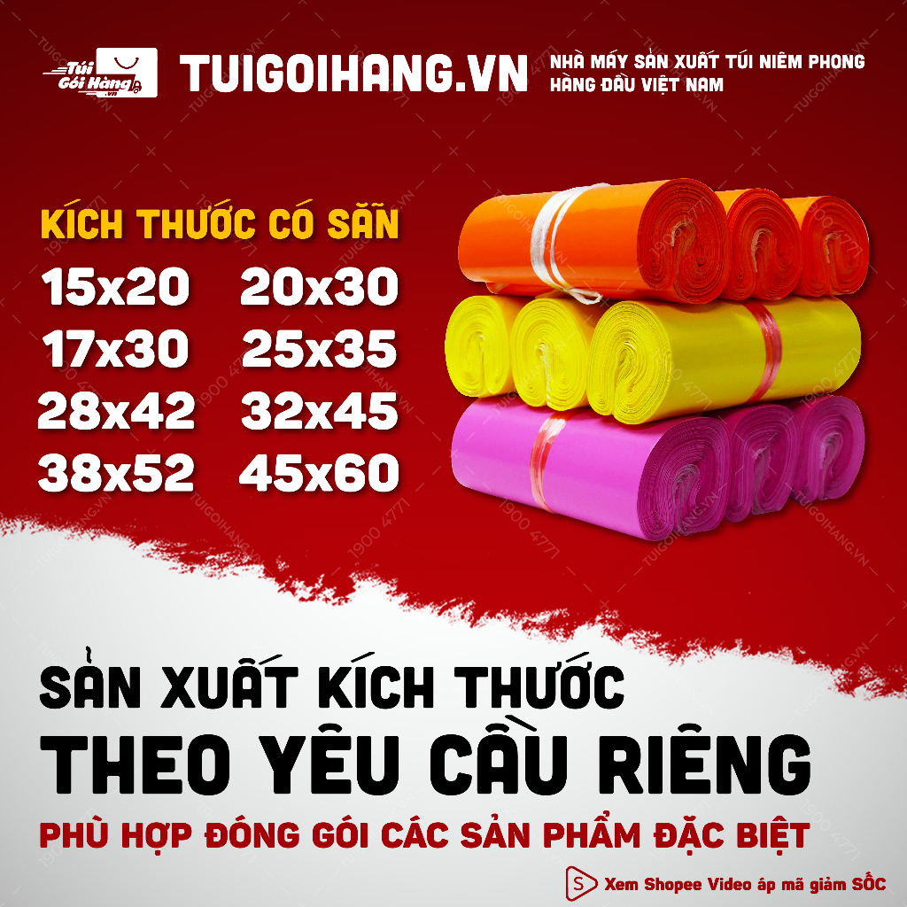 Túi Gói Hàng Niêm Phong 15x20, 20x30, 20x35 TUIGOIHANGVN Cuộn 100 Cái Có Keo Dán - - In Logo Từ 10 Cuộn