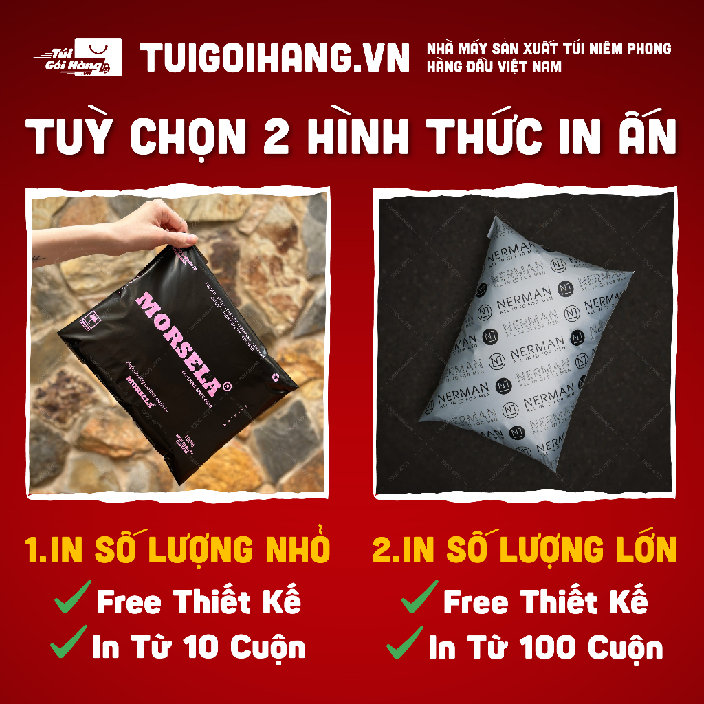 Túi Gói Hàng Niêm Phong 15x20, 20x30, 20x35 TUIGOIHANGVN Cuộn 100 Cái Có Keo Dán - - In Logo Từ 10 Cuộn