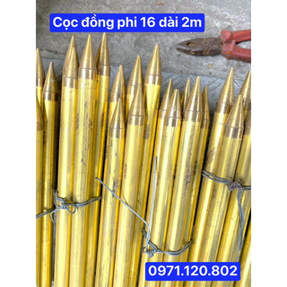 Kim thu lôi / cọc tiếp địa đồng vàng phi 16 dài 2m