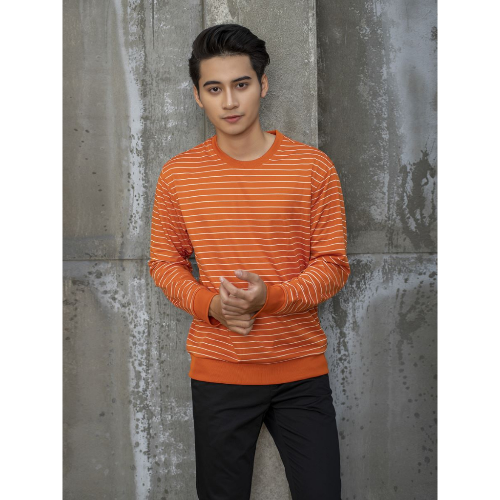 Áo nỉ thể thao , áo thu đông nam dài tay ARISTINO  họa tiết kẻ ngang, trẻ trung, ASW004W9