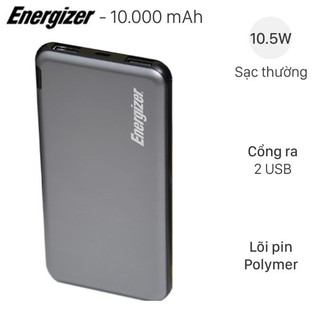 Pin sạc dự phòng polymer 10000mah energizer ue10046 xám hàng like new