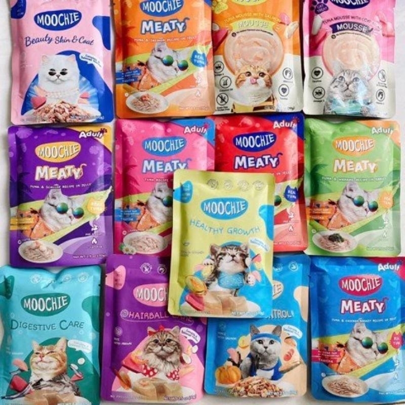 Thùng 12 gói Pate Moochie cho mèo 70g