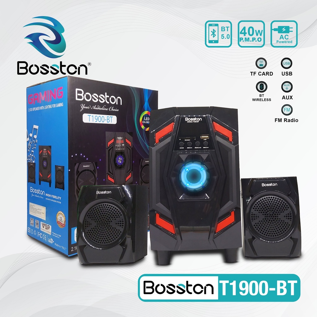 Loa 2.1 Bosston T1900-BT có Bluetooth, Led, Công suất 40W