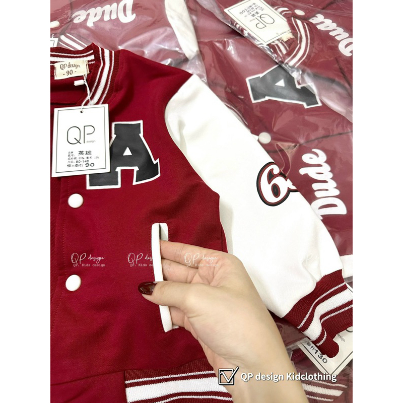 Áo khoác bomber chữ A cực sành điệu cho bé trai bé gái 9-25kg