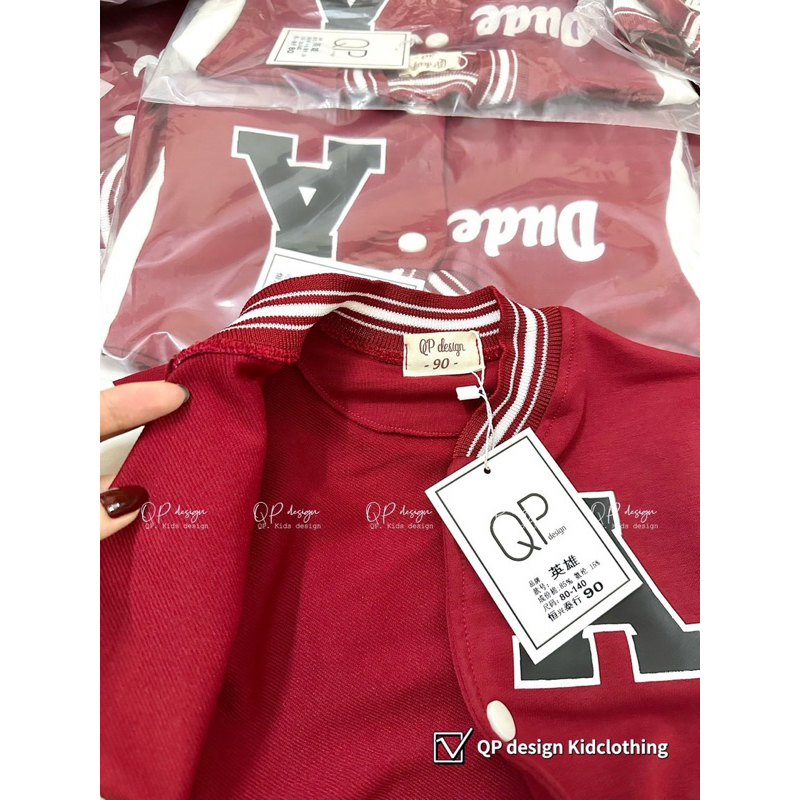 Áo khoác bomber chữ A cực sành điệu cho bé trai bé gái 9-25kg