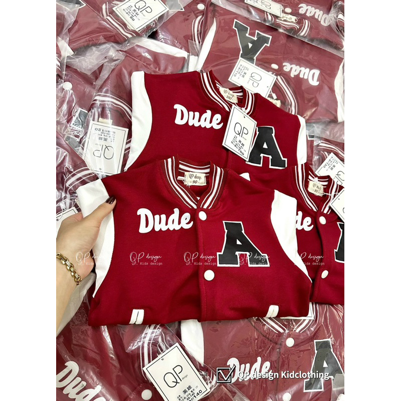 Áo khoác bomber chữ A cực sành điệu cho bé trai bé gái 9-25kg