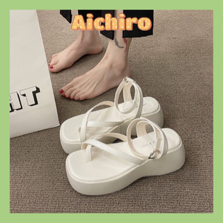 Sandal nữ xỏ ngón dây mảnh Aichiro, dép quai hậu đế cao 5cm học sinh đi học. đi chơi, đi biển bền đẹp