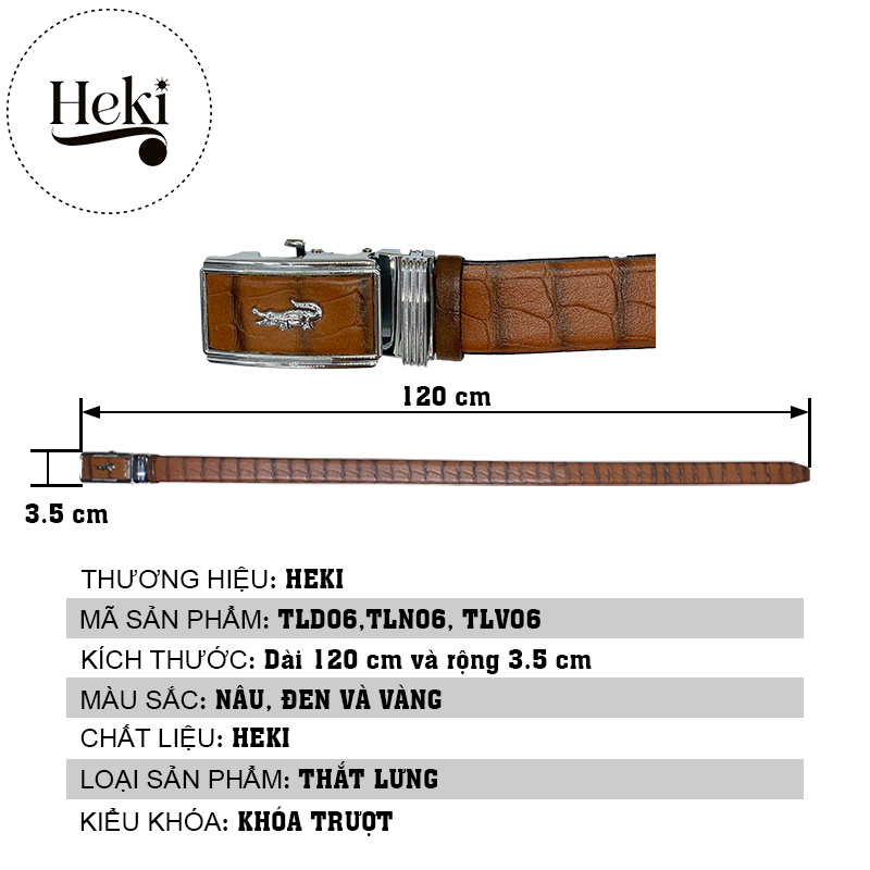 Thắt Lưng Nam Da Bò Thật Dập Vân Cá Sấu Sang Trọng Thương Hiệu Heki - Kèm Hộp Đựng Cao Cấp TL06