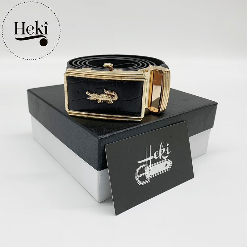 Thắt Lưng Nam Da Bò Thật Dập Vân Cá Sấu Sang Trọng Thương Hiệu Heki - Kèm Hộp Đựng Cao Cấp TL06