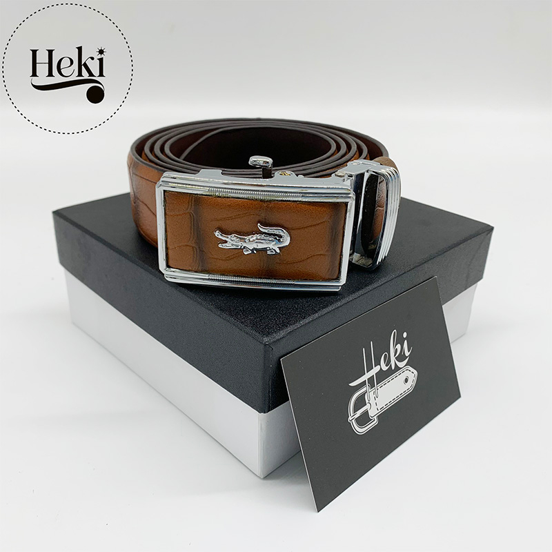 Thắt Lưng Nam Da Bò Thật Dập Vân Cá Sấu Sang Trọng Thương Hiệu Heki - Kèm Hộp Đựng Cao Cấp TL06