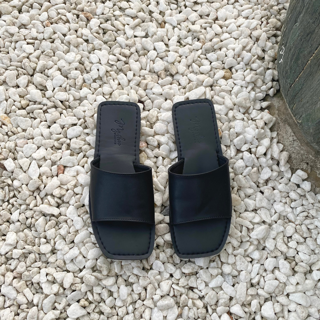 Dép Nam, Nữ M15 Đế Khâu Mũi Vuông Basic 3 Màu Trắng, Đen, Cam Đi Biển Size 34-42