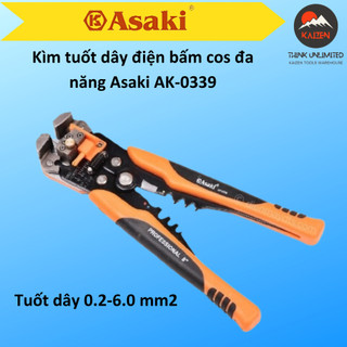Kìm tuốt dây điện và bấm cos đa năng, kềm bấm cos Asaki AK-0339