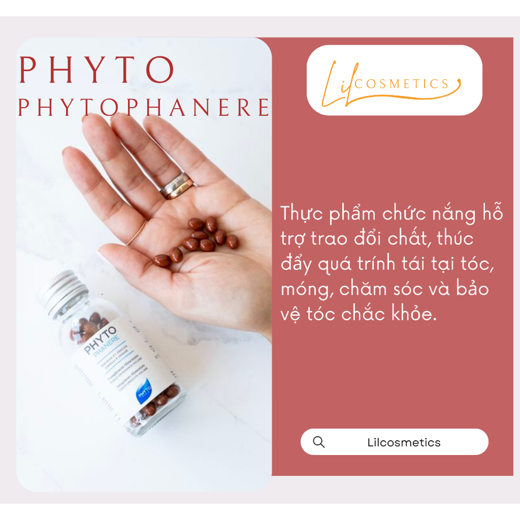 [LIL Mall) Viên uống hỗ trợ mọc tóc PHYTO Phanere, dưỡng móng - Hộp 120v Phytophanere - An toàn cho mẹ sau sinh
