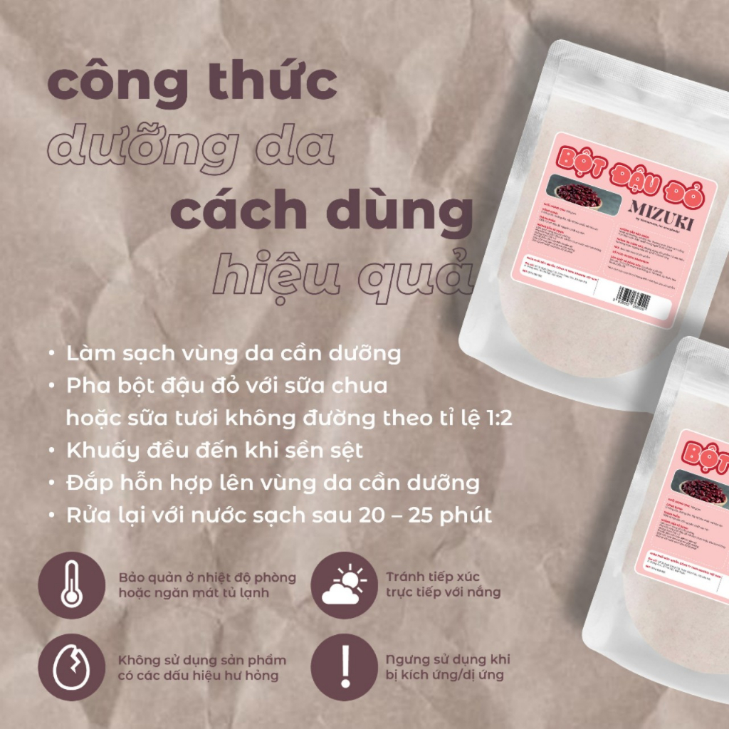 Bột Đậu Đỏ Nguyên Chất Mizuki 100g - 250g - 500g