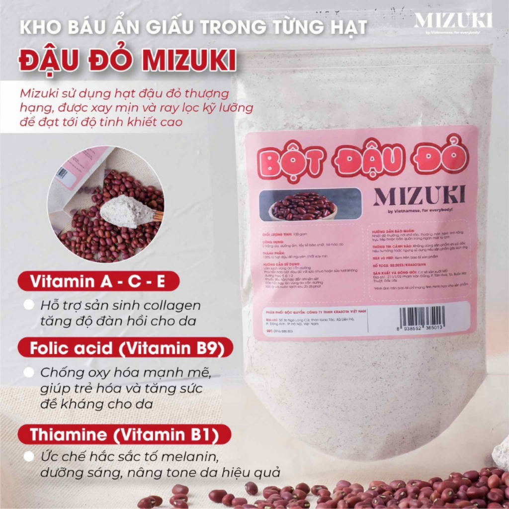 Bột Đậu Đỏ Nguyên Chất Mizuki 100g - 250g - 500g