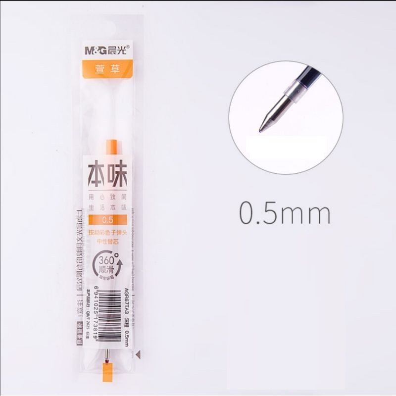 Ruột bút Gel bấm / Ruột thay thế cho bút bi nước. Nét 0.5mm êm trơn, nhiều màu giao ngẫu nhiên