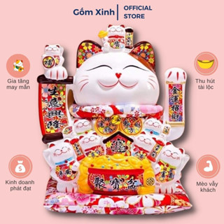 Mèo Thần Tài Mèo May Mắn Mèo Tài Lộc vẫy tay Nhật Bản Maneki Nekko băng gốm sứ cao cấp nhiều mẫu mới