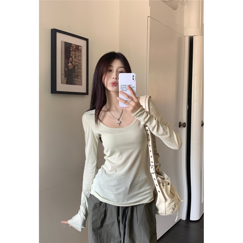 [OD-299] Áo Len Mỏng Cổ Thấp Basic Dáng Ôm