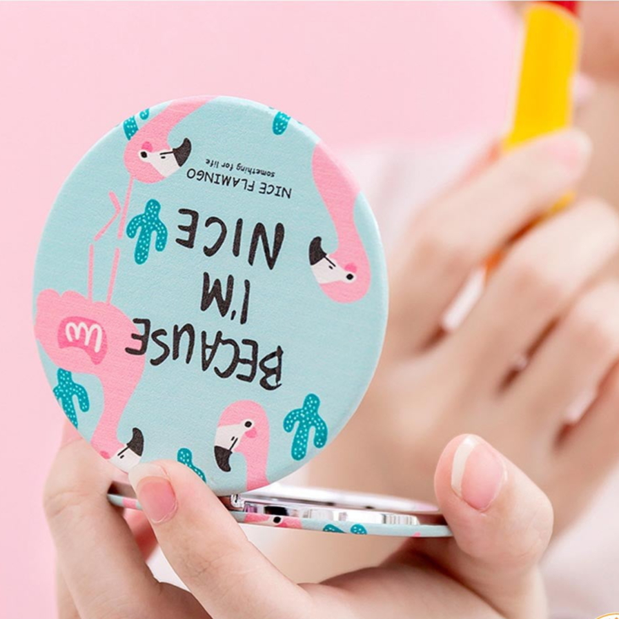 Gương Mini Tròn Cầm Tay Phong Cách Hàn Quốc Hoạ Tết Dễ thương