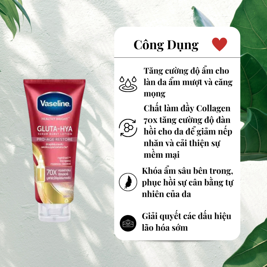 DƯỠNG THỂ TRẮNG DA VASELINE HEALTHY BRIGHT GLUTA-HYA BAN NGÀY - BAN ĐÊM