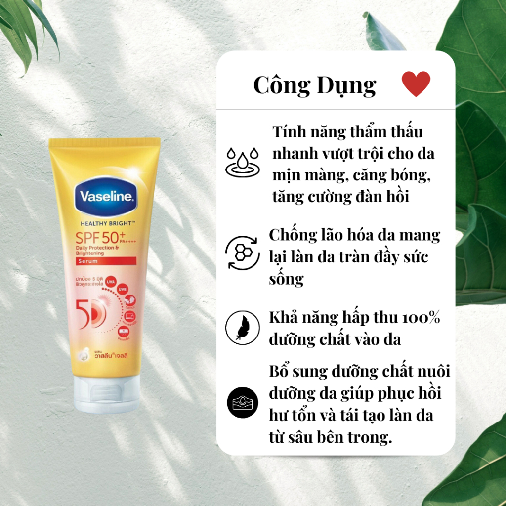 DƯỠNG THỂ TRẮNG DA VASELINE HEALTHY BRIGHT GLUTA-HYA BAN NGÀY - BAN ĐÊM