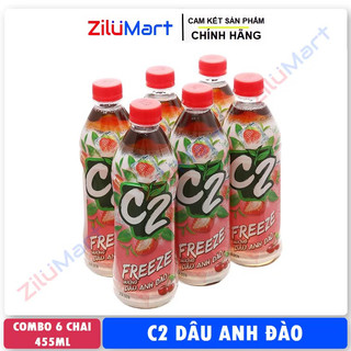 Nước hồng trà C2 hương dâu anh đào (lốc 6 chai) loại 455ml