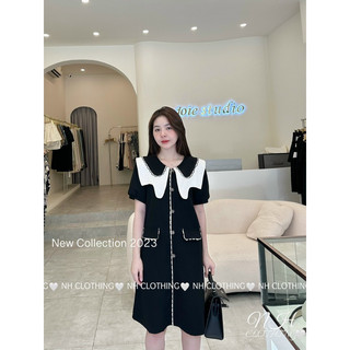 Váy cổ phối viền ren sm