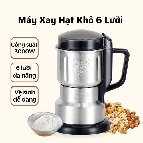 Máy Xay Bột Khô Siêu Mịn Công Suất 300W, 6 Lưỡi Dao Đa Năng - Dụng cụ Nghiền Đồ Khô,Hạt Cà Phê,Ngũ Cốc - KHO TCHQ12