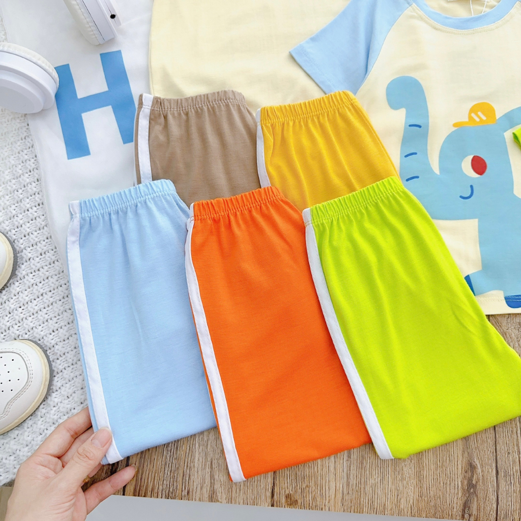 Bộ Cộc Tay Quần Dài THUN LẠNH MINKY MOM In Hình Động Vật Dễ Thương Áo Giáp Lăng Vàng Lợt Cho Bé TN-IN177