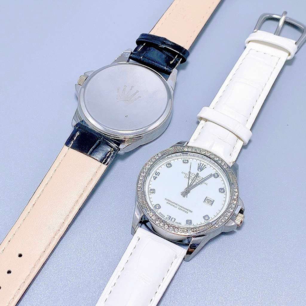 Đồng Hồ Nữ Rolex JAPAN WATCH Dây Da Cao Cấp Thiết Kế Viền Đính Đá Sang Trọng Size 38mm