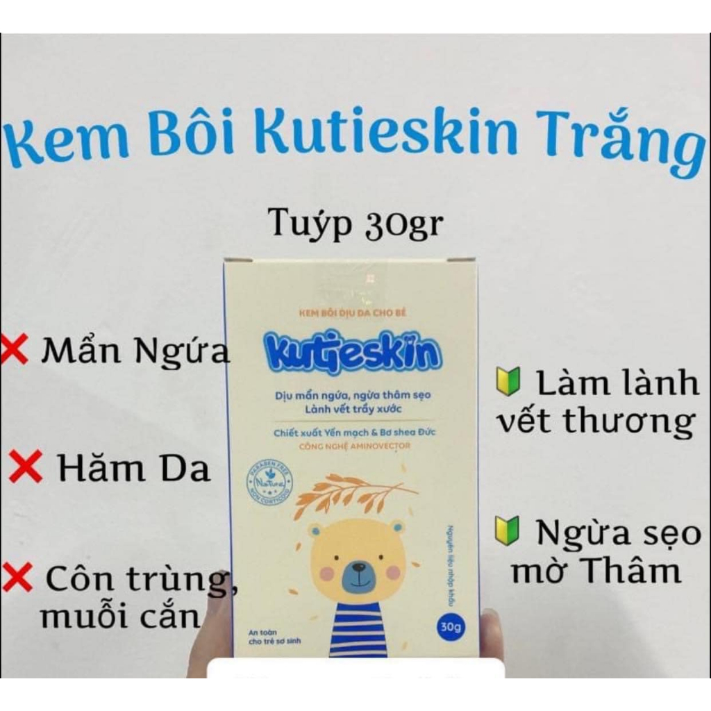 KUTIESKIN Kem Bôi Da Chăm Sóc Da Hết Chàm Sữa Mẩn Ngứa Hăm Dưỡng Ẩm Tub 30g