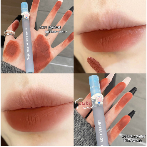 Son kem lì GEGE BEAR Soft Velvet cún xanh nhung lì bền màu lâu trôi