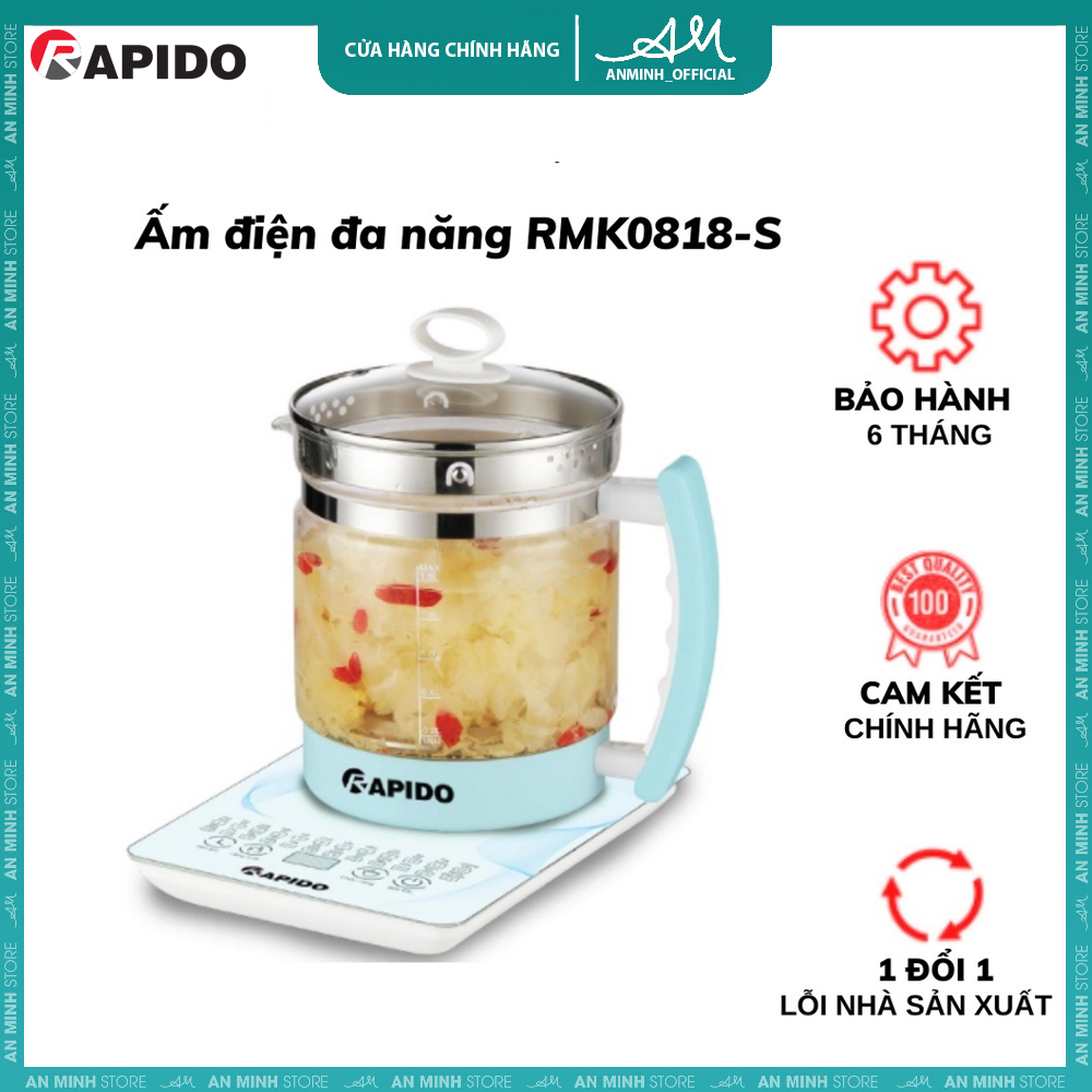 [Mã ICBFRI300 giảm 10% đơn 250K] Ấm Điện Đa Năng RAPIDO RMK0818-S