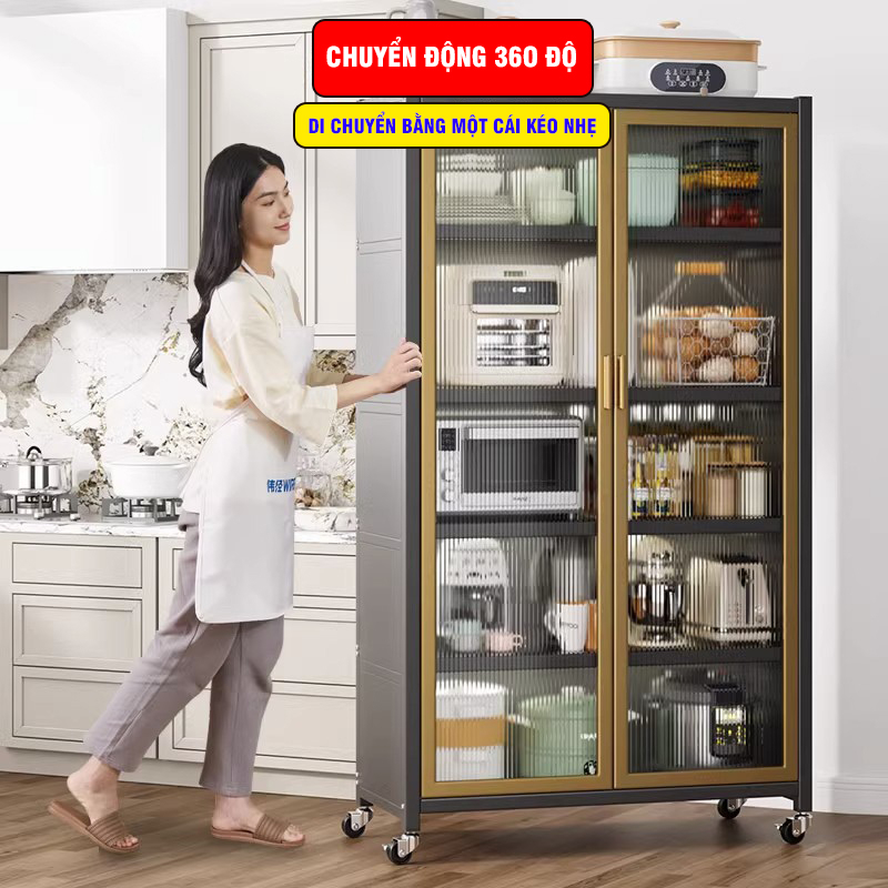 Tủ Bếp Đa Năng 2 Cánh 6 Tầng 80cm VANDO 2023 Để Đồ Nhà Bếp Cao Cấp Kệ Lò Vi Sóng Thông Minh