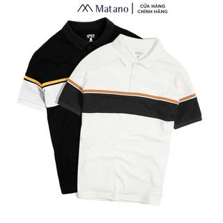 Áo polo nam phối màu kẻ ngang MATANO PO044 cổ trụ bẻ, vải cá sấu thấm mồ hôi, thoáng mát, co giãn, mềm mịn, trẻ trung