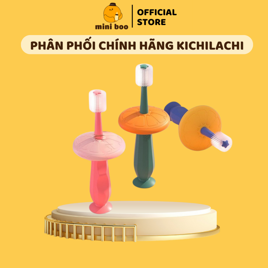 Bàn chải đánh răng cho bé Kichilachi silicon 360 độ cho trẻ từ 0-5 tuổi - MINIBOO