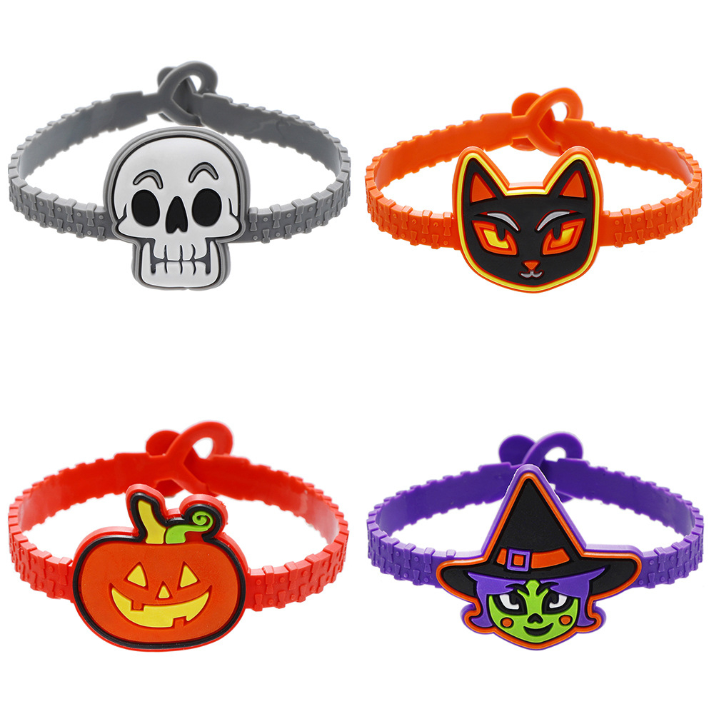 Vòng Tay Cao Su Silicon Mềm Hình Phù Thủy Bí Ngô Halloween Điều Chỉnh vòng đeo tay