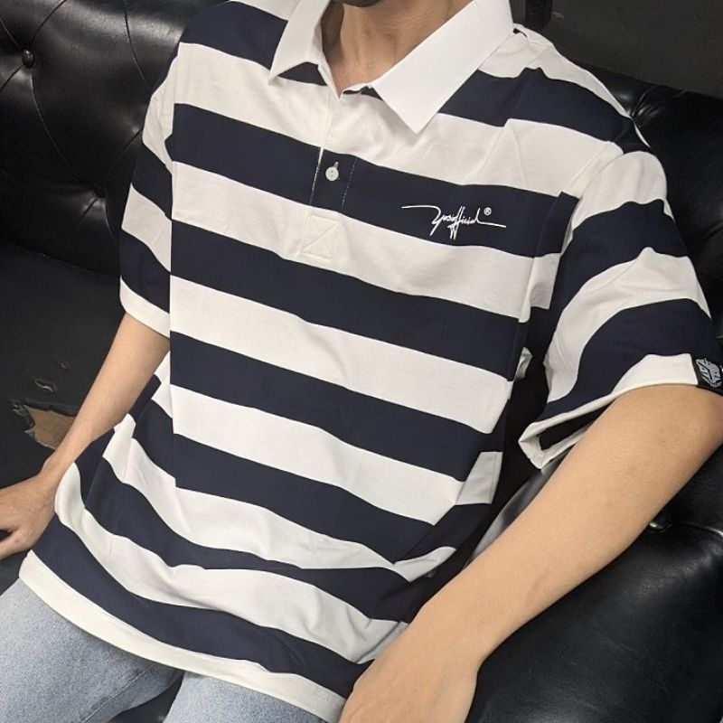 YOSICLUB ÁO POLO OVERSIZE SỌC