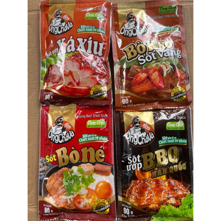Bò kho sốt vang/ sốt bò né/ sốt ướp xá xíu/ số ướp bbq hàn quốc/ sốt cary/ sốt kho tiêu/ sốt kho tàu gói 90g