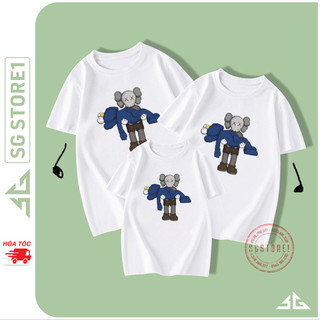 Áo gia đình mẫu KAW làm đồ đồng phục gia đình 3/4/5 người chất thun cotton mềm mịn màu trắng GD325T