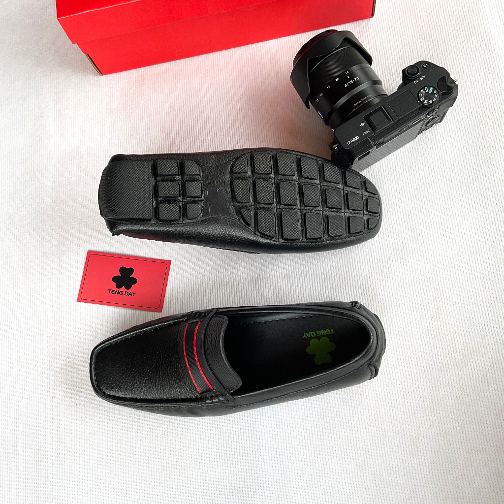 Giày Lười Nam Da Bò Thật Cao Cấp, Thời Trang - Đế cao su nguyên khối, Tengday Vietnam. Màu Đen, Xanh