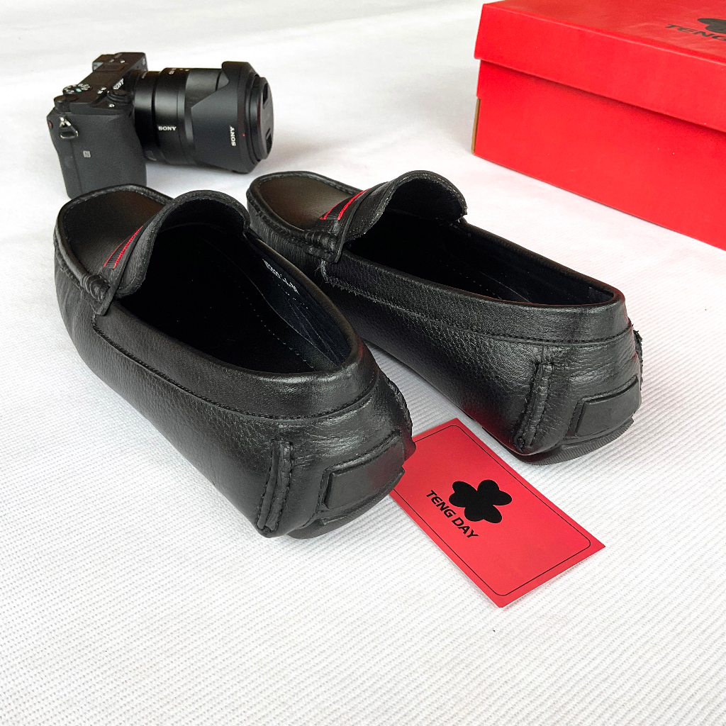 Giày Lười Nam Da Bò Thật Cao Cấp, Thời Trang - Đế cao su nguyên khối, Tengday Vietnam. Màu Đen, Xanh