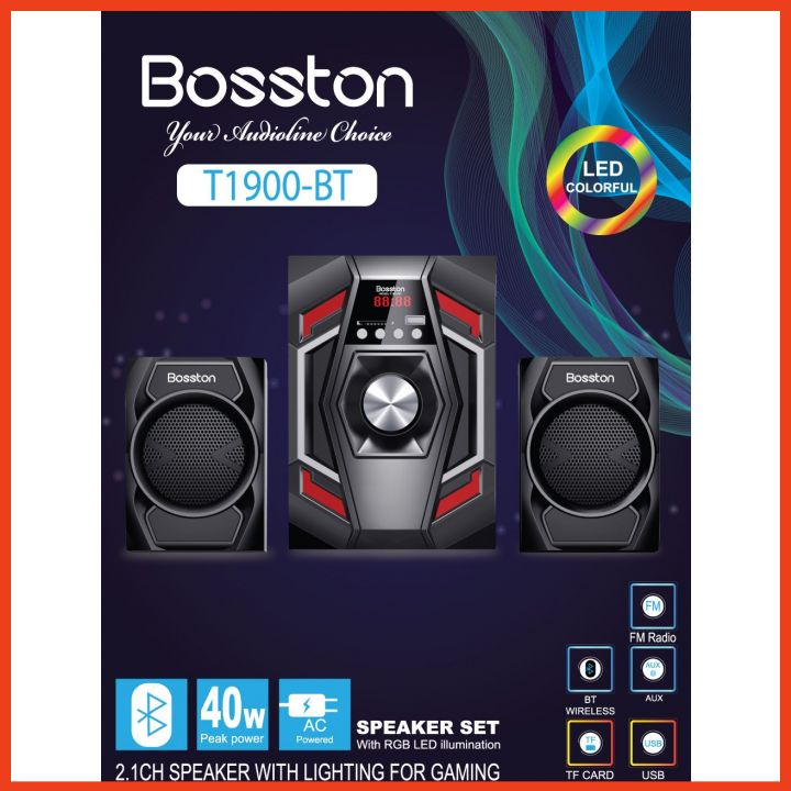 Loa 2.1 Bosston T1900-BT có Bluetooth, Led, Công suất 40W